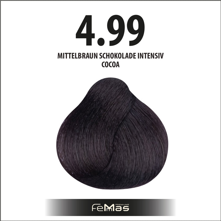 FemMas Haarfarbe 100 ml - Mittelbraun Schokolade Intensiv (Farbcode: 4.99)