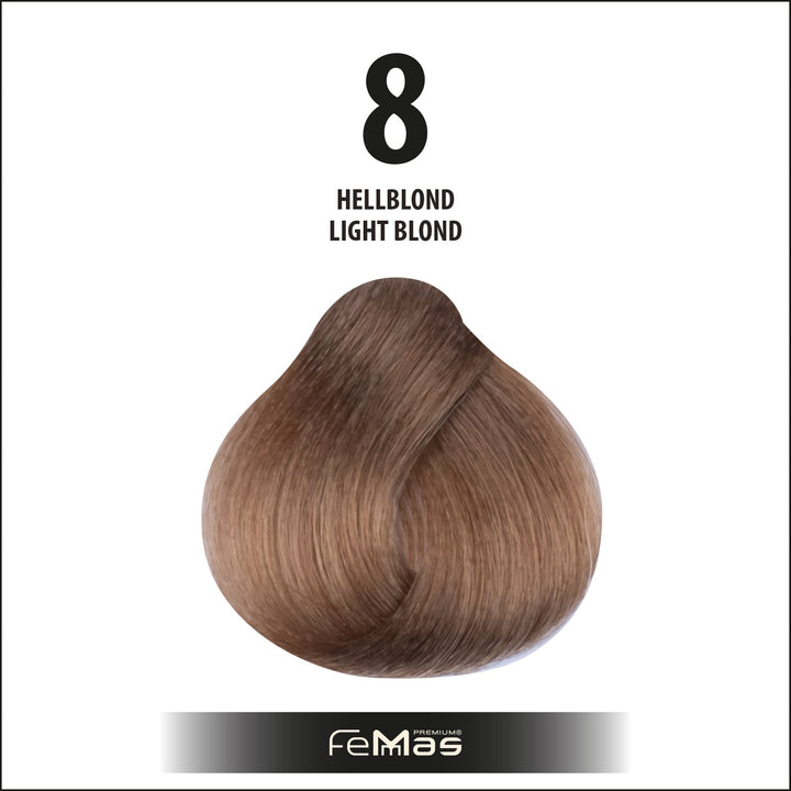 FemMas Haarfarbe 100 ml - Hellblond (Farbcode: 8)