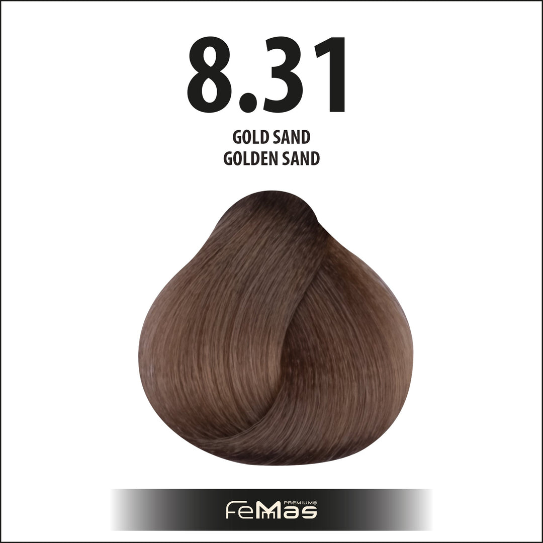 FemMas Haarfarbe 100 ml - Hellblond Gold Asch (Farbcode: 8.31)