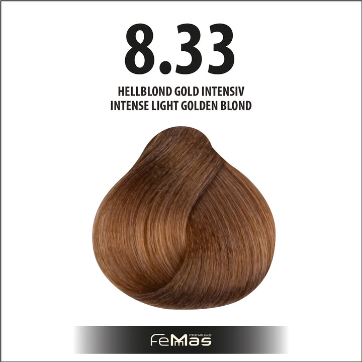FemMas Haarfarbe 100 ml - Hellblond Gold Intensiv (Farbcode: 8.33)