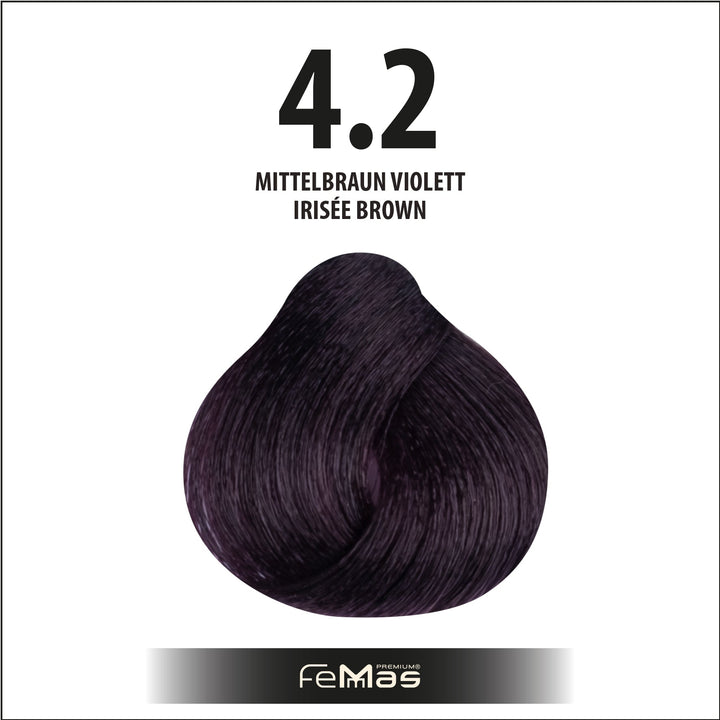 FemMas Haarfarbe 100 ml -  Mittelbraun Violett (Farbcode: 4.2)