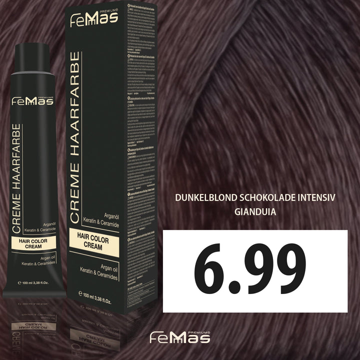 FemMas Haarfarbe 100 ml - Dunkelblond Schokolade Intensiv (Farbcode: 6.99)