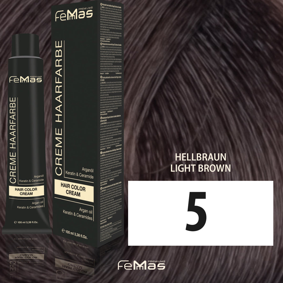 FemMas Haarfarbe 100 ml - Hellbraun (Farbcode: 5)
