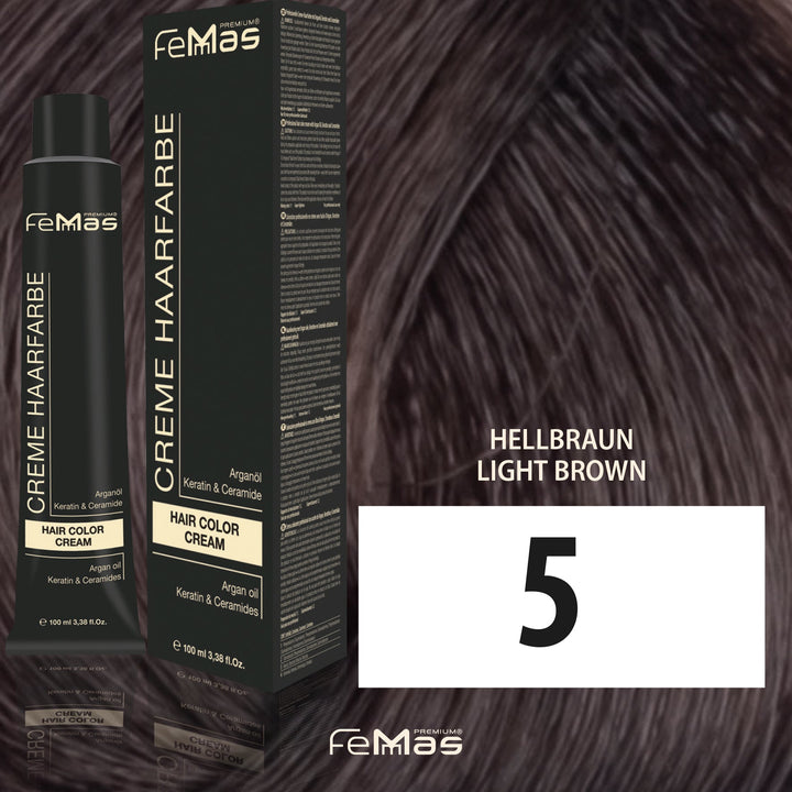 FemMas Haarfarbe 100 ml - Hellbraun (Farbcode: 5)