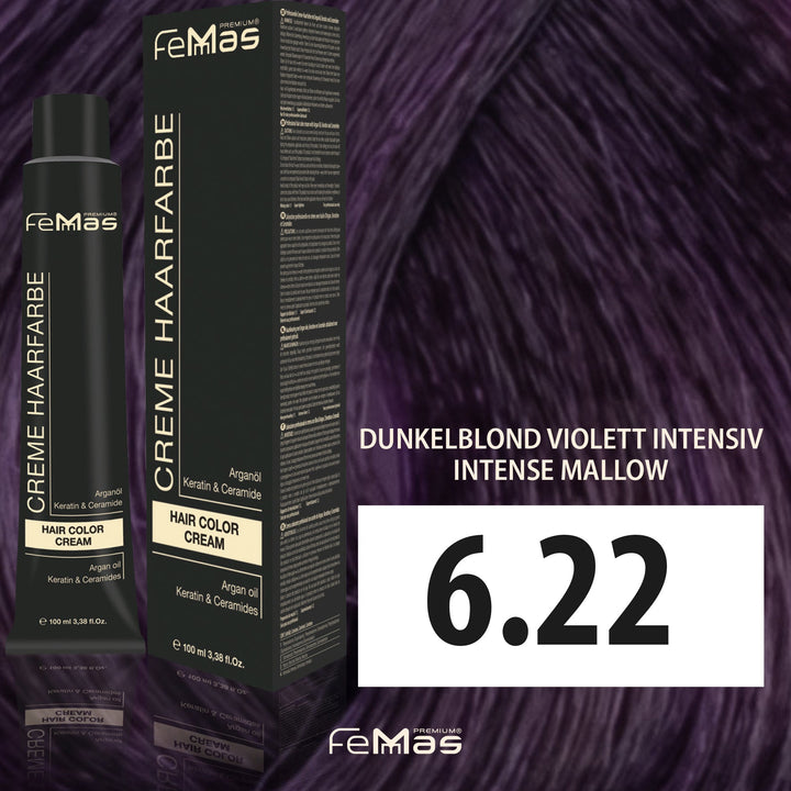 FemMas Haarfarbe 100 ml - Dunkelblond Violett Intensiv (Farbcode: 6.22)