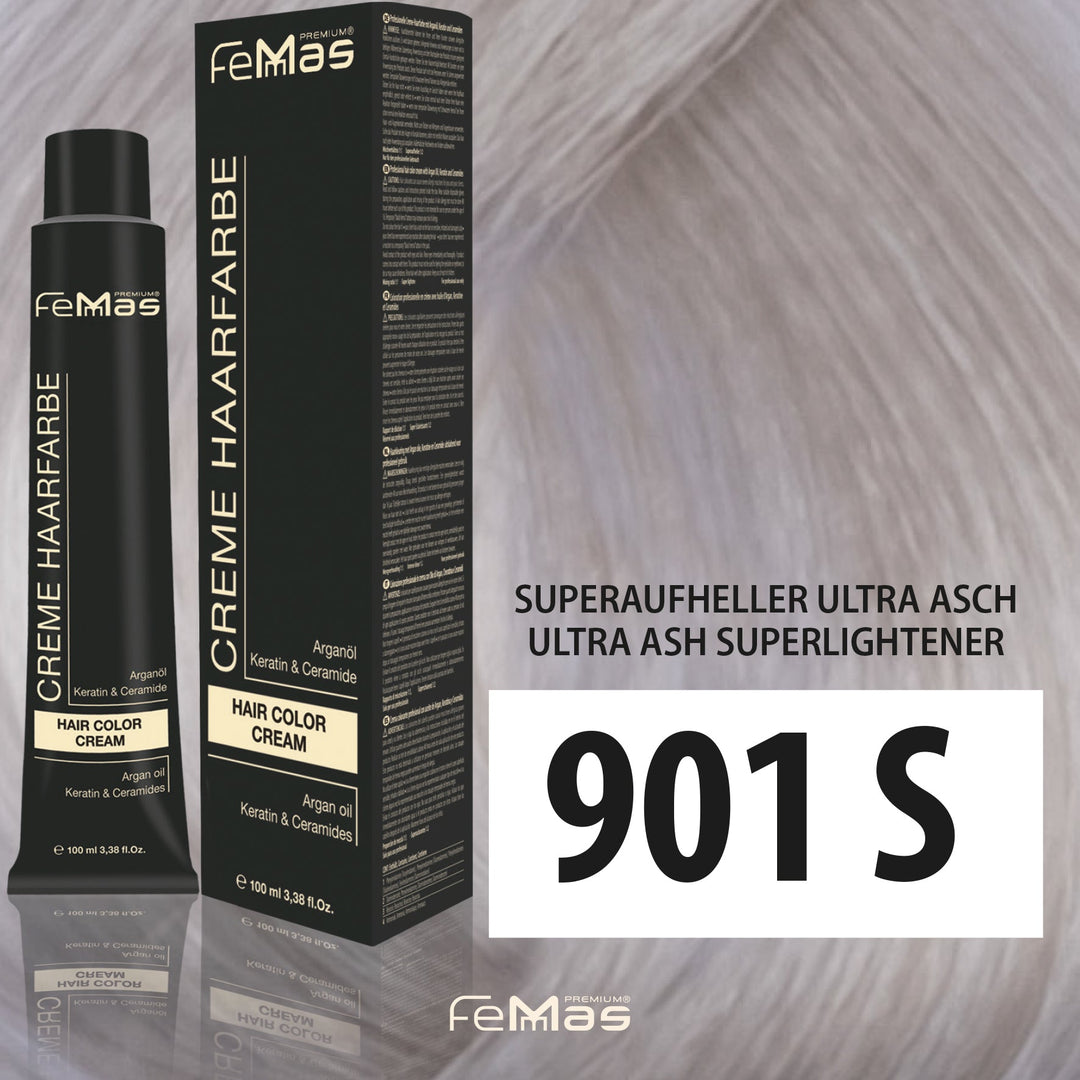 FemMas Haarfarbe 100 ml - Spezial Blond Ultra Asch (Farbcode: 901S)