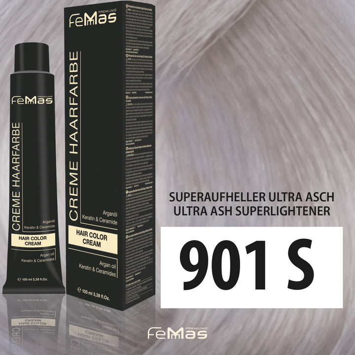 FemMas Haarfarbe 100 ml - Spezial Blond Ultra Asch (Farbcode: 901S)