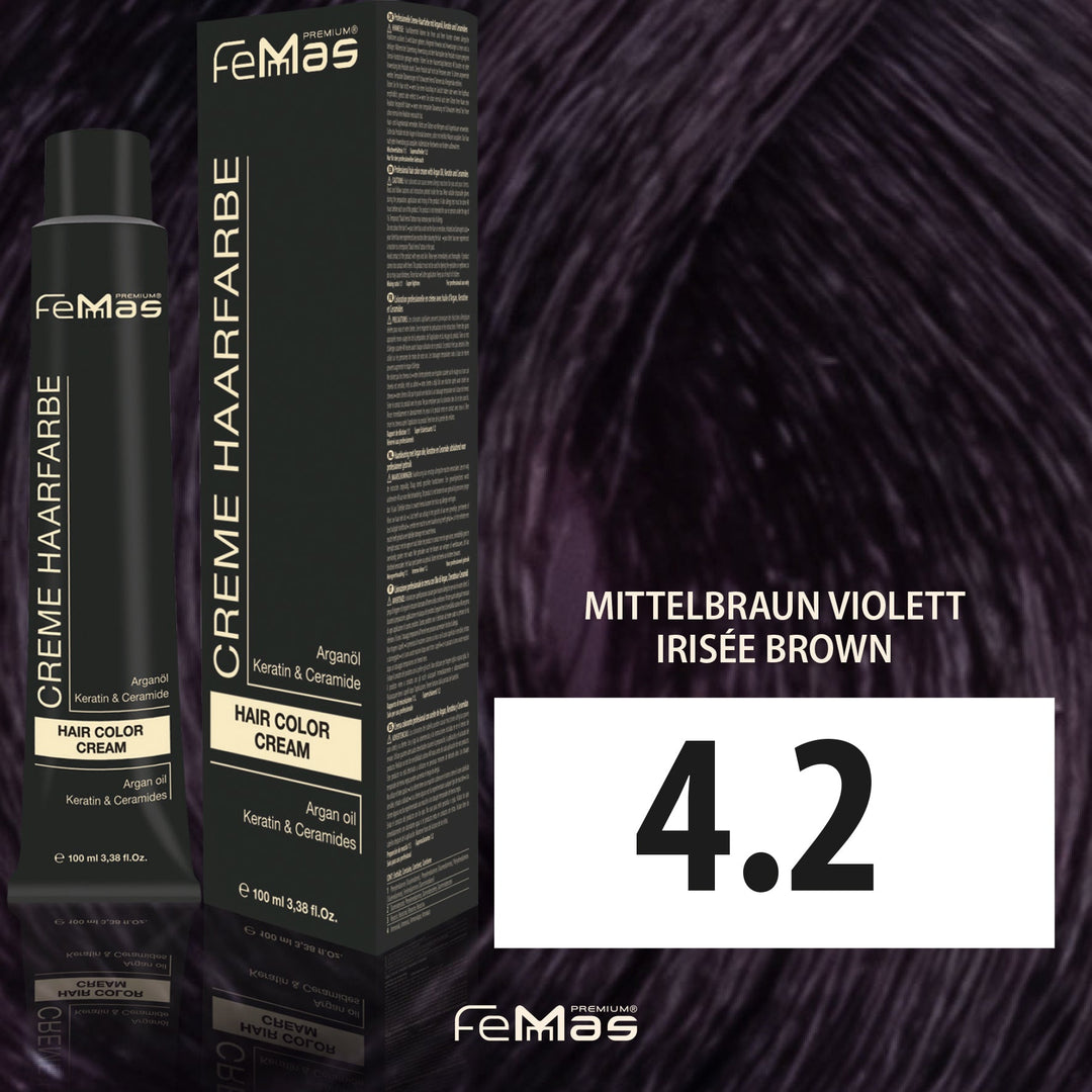 FemMas Haarfarbe 100 ml -  Mittelbraun Violett (Farbcode: 4.2)