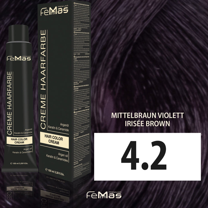 FemMas Haarfarbe 100 ml -  Mittelbraun Violett (Farbcode: 4.2)