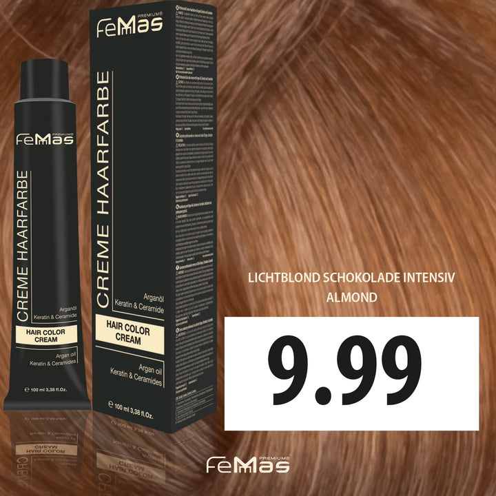 FemMas Haarfarbe 100 ml - Sehr Hellblond Schokolade Intensiv (Farbcode: 9.99)