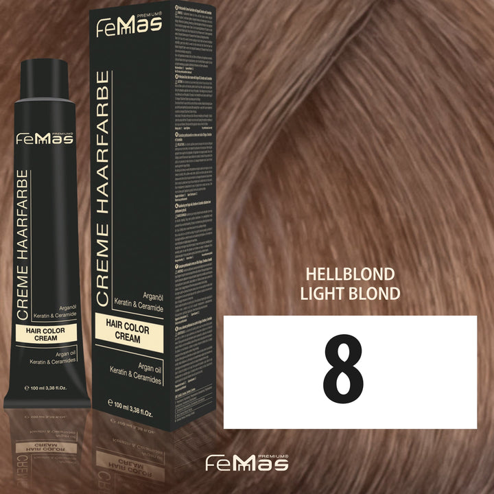FemMas Haarfarbe 100 ml - Hellblond (Farbcode: 8)