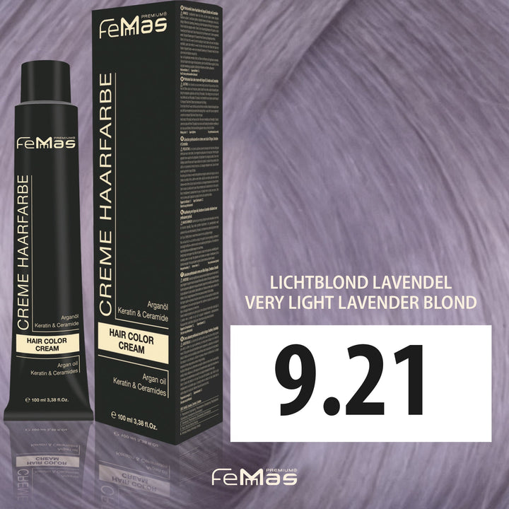 FemMas Haarfarbe 100 ml - Sehr Hellblond Violett Asch (Farbcode: 9.21)