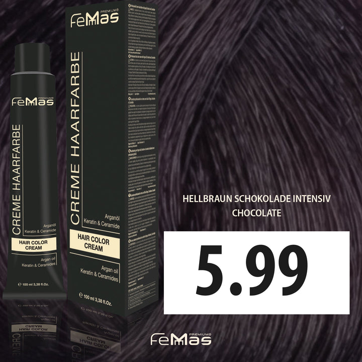 FemMas Haarfarbe 100 ml - Hellbraun Schokolade Intensiv (Farbcode: 5.99)
