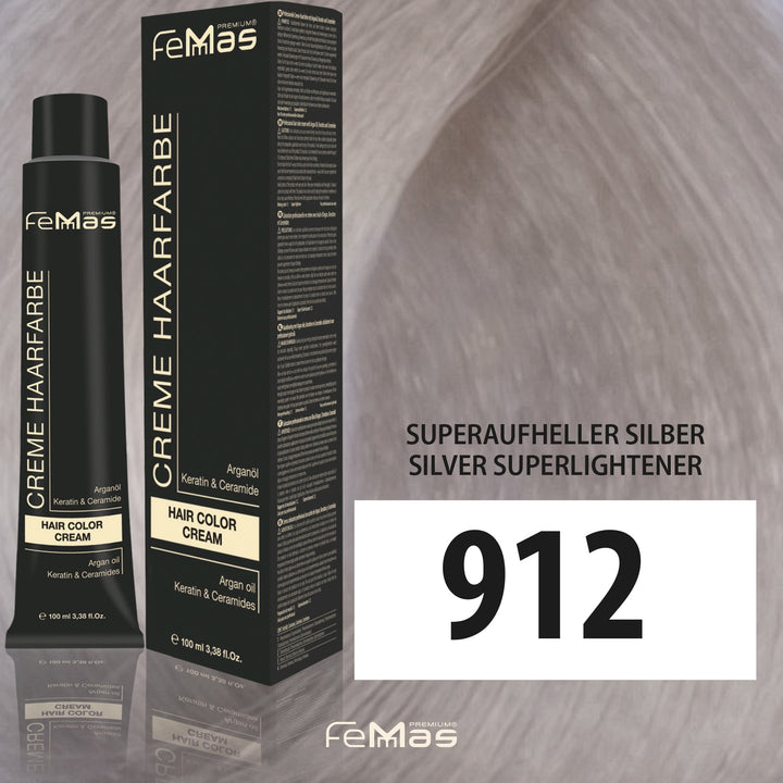 FemMas Haarfarbe 100 ml - Spezial Blond Silber (Farbcode: 912)