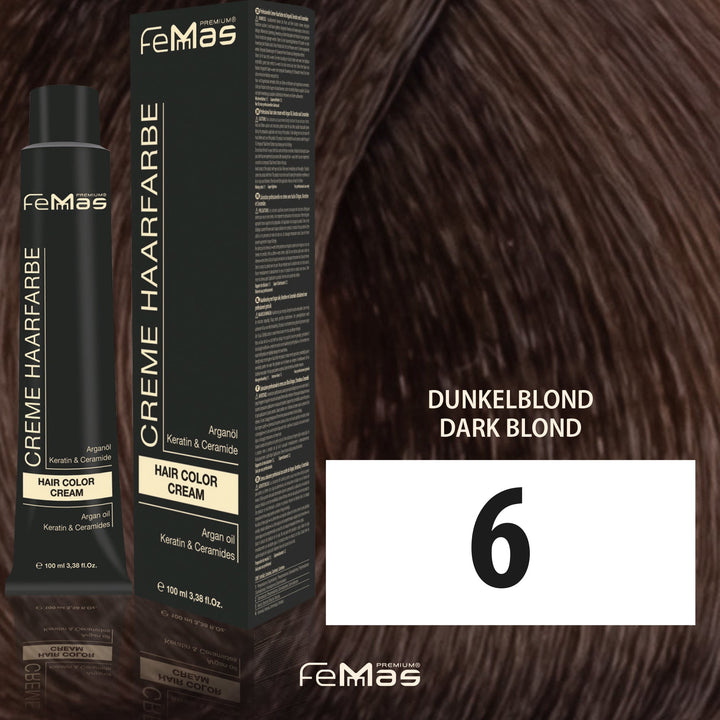 FemMas Haarfarbe 100 ml - Dunkelblond (Farbcode: 6)