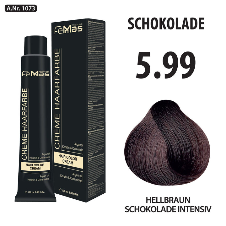 FemMas Haarfarbe 100 ml - Hellbraun Schokolade Intensiv (Farbcode: 5.99)