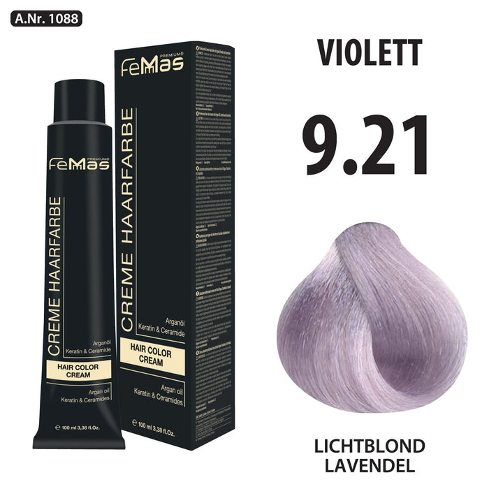 FemMas Haarfarbe 100 ml - Sehr Hellblond Violett Asch (Farbcode: 9.21)