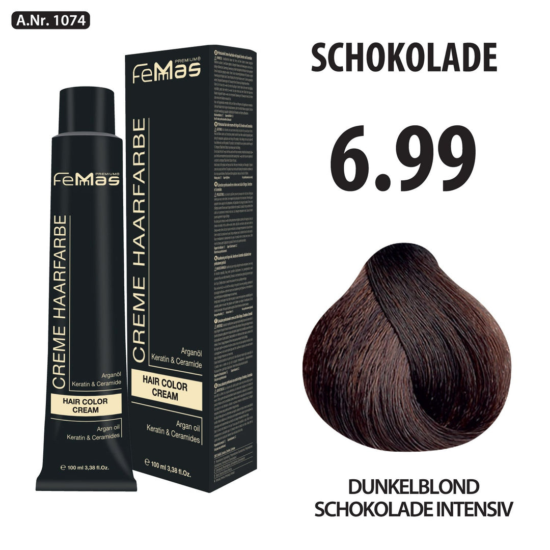 FemMas Haarfarbe 100 ml - Dunkelblond Schokolade Intensiv (Farbcode: 6.99)