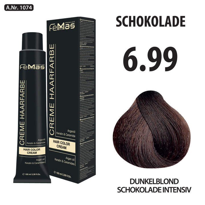 FemMas Haarfarbe 100 ml - Dunkelblond Schokolade Intensiv (Farbcode: 6.99)