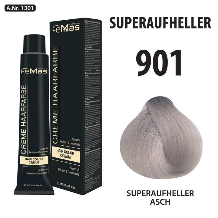 FemMas Haarfarbe 100 ml - Spezial Blond Asch (Farbcode: 901)