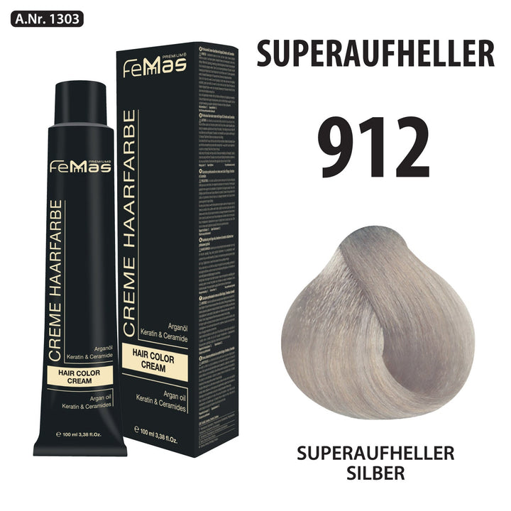 FemMas Haarfarbe 100 ml - Spezial Blond Silber (Farbcode: 912)