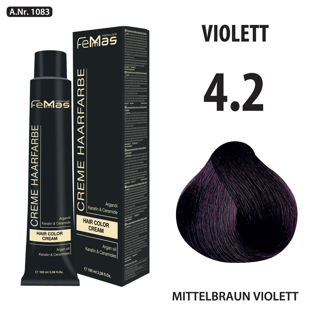 FemMas Haarfarbe 100 ml -  Mittelbraun Violett (Farbcode: 4.2)