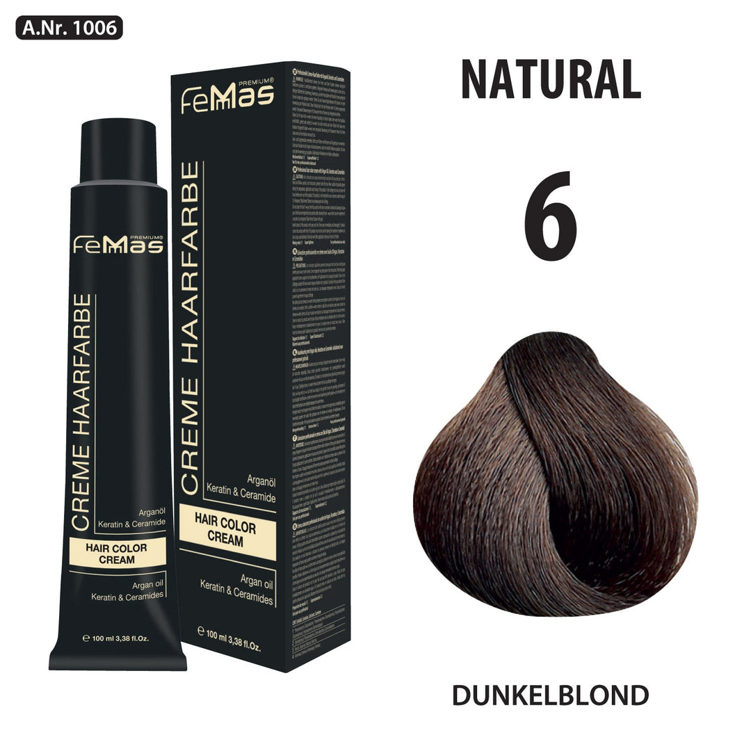 FemMas Haarfarbe 100 ml - Dunkelblond (Farbcode: 6)