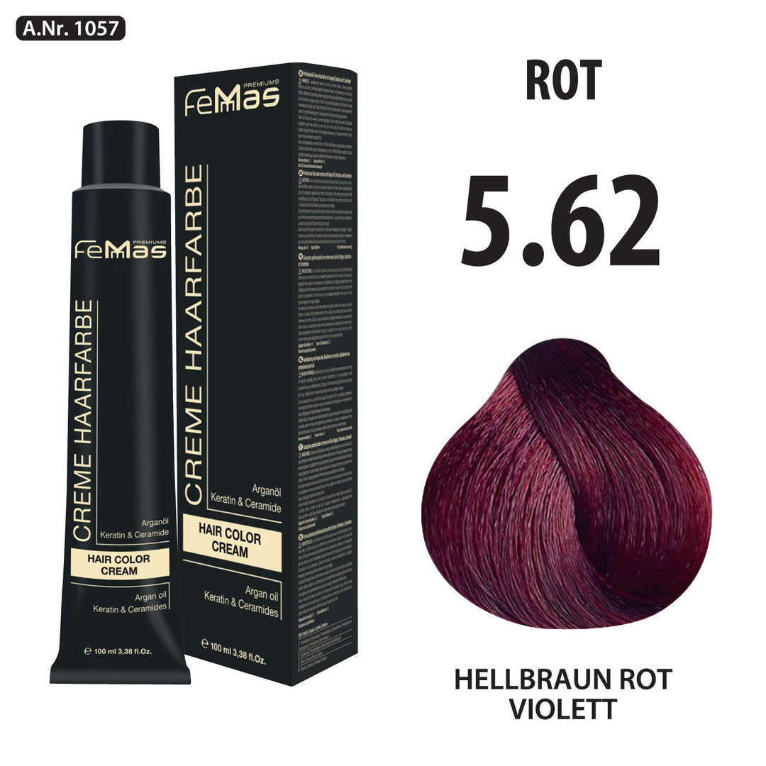 FemMas Haarfarbe 100 ml -  Hellbraun Rot Violett (Farbcode: 5.62)