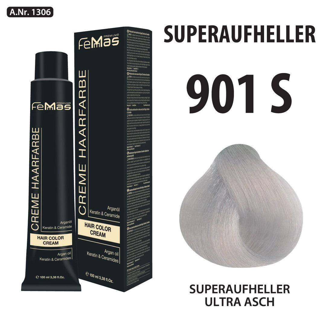 FemMas Haarfarbe 100 ml - Spezial Blond Ultra Asch (Farbcode: 901S)