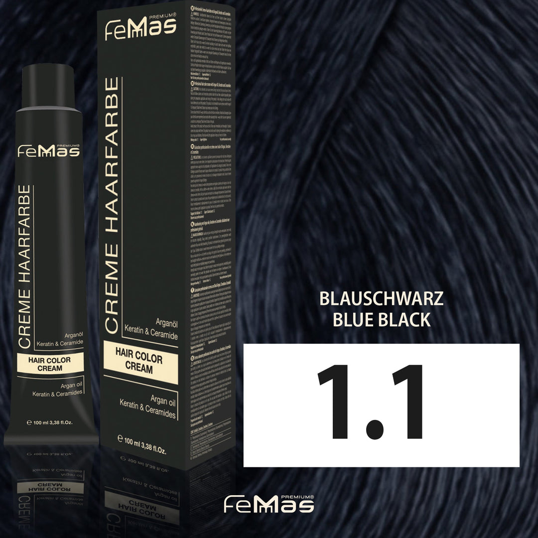FemMas Haarfarbe 100 ml - Blauschwarz Asch