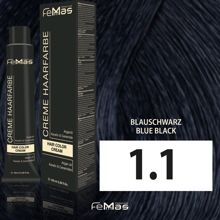 FemMas Haarfarbe 100 ml - Blauschwarz Asch